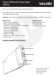 Manual Valore PB02 Portable Charger