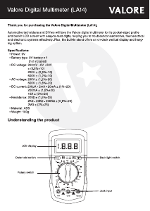 Bruksanvisning Valore LA14 Multimeter