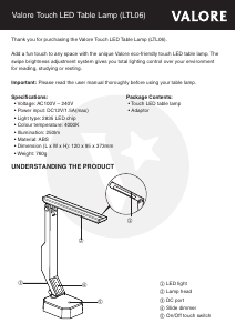 Handleiding Valore LTL06 Lamp