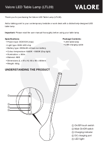 Handleiding Valore LTL09 Lamp