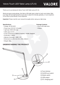 Handleiding Valore LTL12 Lamp