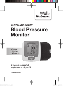 Manual Walgreens WGNBPW-710 Blood Pressure Monitor