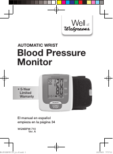 Manual de uso Walgreens WGNBPW710 Tensiómetro
