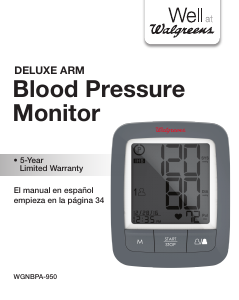 Manual Walgreens WGNBPA-950 Blood Pressure Monitor