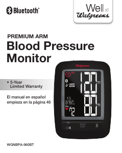 Manual Walgreens WGNBPA-960BT Blood Pressure Monitor