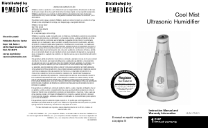 Bruksanvisning Homedics HUM-CM50 Luftfuktare