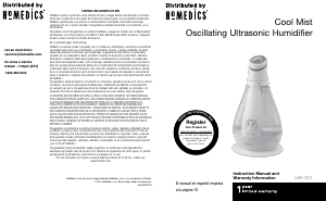 Bruksanvisning Homedics UHE-OC1A Luftfuktare