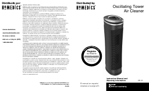 Bruksanvisning Homedics AR-25 Luftrenare