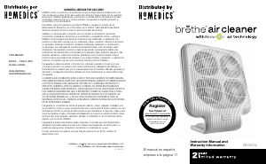 Bruksanvisning Homedics AR-NC02 Luftrenare