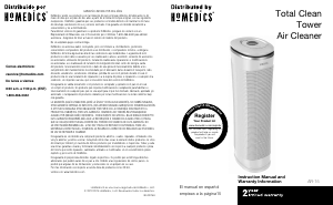 Bruksanvisning Homedics AR-15 Luftrenare