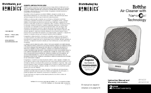 Bruksanvisning Homedics AR-NC01 Luftrenare