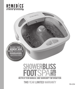 Bruksanvisning Homedics FB-625H Fotbad
