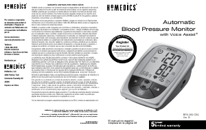 Manual Homedics BPA-260-CBL Blood Pressure Monitor