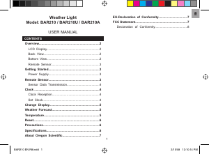 Manuale Oregon BAR 210 Stazione meteorologica