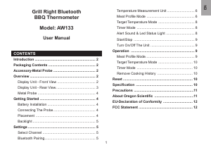 Manuale Oregon AW133 Termometro per alimenti