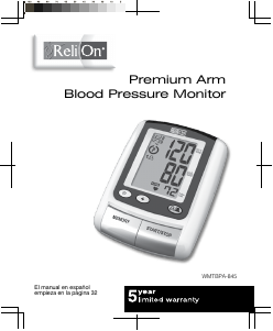 Bruksanvisning ReliOn WMTBPA-845 Blodtrycksmätare