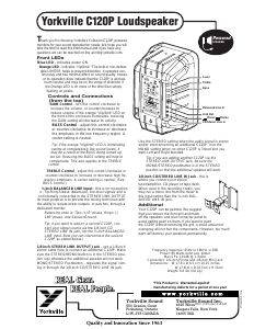 Mode d’emploi Yorkville C120P Haut-parleur