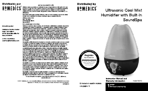 Manual Homedics HUM-SS10 Humidifier