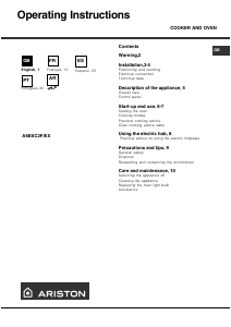 Manual Ariston A6ESC2F (X) EX Range