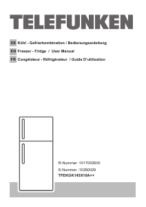 Bedienungsanleitung Telefunken TFEKGK145X10A++ Kühl-gefrierkombination