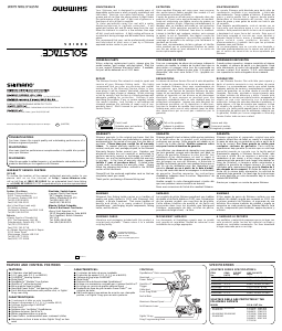 Handleiding Shimano Solstace 1000FE Vismolen