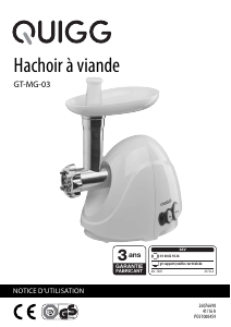 Mode d’emploi Quigg GT-MG-03 Hachoir à viande