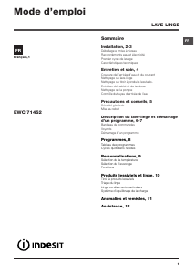 Mode d’emploi Indesit EWC 71452 W FR Lave-vaisselle