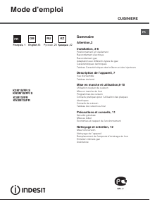 Mode d’emploi Indesit KN3M1S(W)/FR S Cuisinière