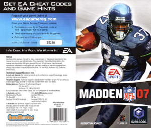 Bruksanvisning Nintendo GameCube Madden NFL 07