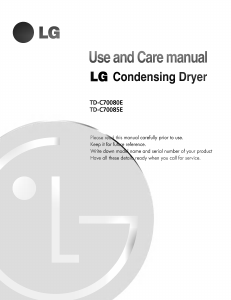 Manual LG TD-C70085E Dryer