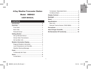 Manuale Oregon WMH 601 Stazione meteorologica