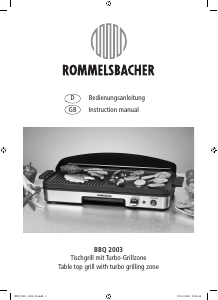 Bedienungsanleitung Rommelsbacher BBQ 2003 Tischgrill