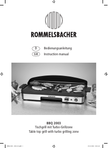 Bruksanvisning Rommelsbacher BBQ 2003 Bordgrill