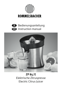 Bedienungsanleitung Rommelsbacher ZP 85/E Zitruspresse