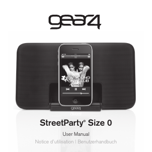 Käyttöohje Gear4 StreetParty Size 0 Kaiutintelakka