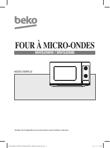 Mode d’emploi BEKO MWS 20 MB Micro-onde
