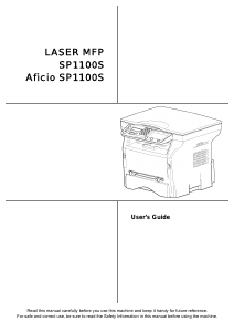 Bruksanvisning Ricoh Aficio SP 1100S Multifunktionsskrivare