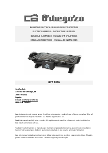 Manual Orbegozo BCT 3850 Barbecue