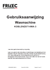Bruksanvisning Frilec KOBLENZ8714WA-3 Tvättmaskin