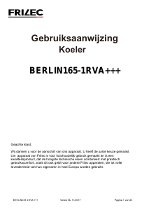 Handleiding Frilec BERLIN165-1RVA+++ Koelkast