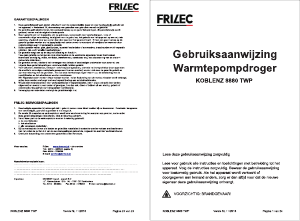 Bruksanvisning Frilec KOBLENZ8880TWP Torktumlare