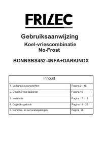 Bedienungsanleitung Frilec BONNSBS452-4NFA+DI Kühl-gefrierkombination