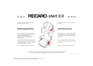 Handleiding Recaro Start 2.0 Autostoeltje