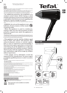 사용 설명서 테팔 HV1612K0 Handy Dry 헤어 드라이어