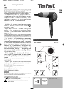 Manual Tefal HV3130K0 Power Pro Hair Dryer