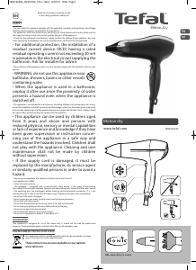 Manual Tefal HV3721K0 Motion Dry Hair Dryer