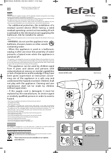 Manual Tefal HV4550K0 Powerful Hair Dryer