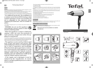 Manual Tefal HV4771K0 Compact Pro Hair Dryer
