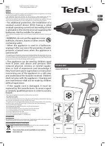 Manual Tefal HV5372K0 Studio Dry Hair Dryer