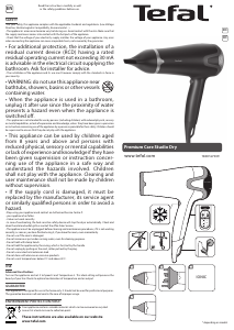사용 설명서 테팔 HV5461K0 Premium Care Studio Dry 헤어 드라이어